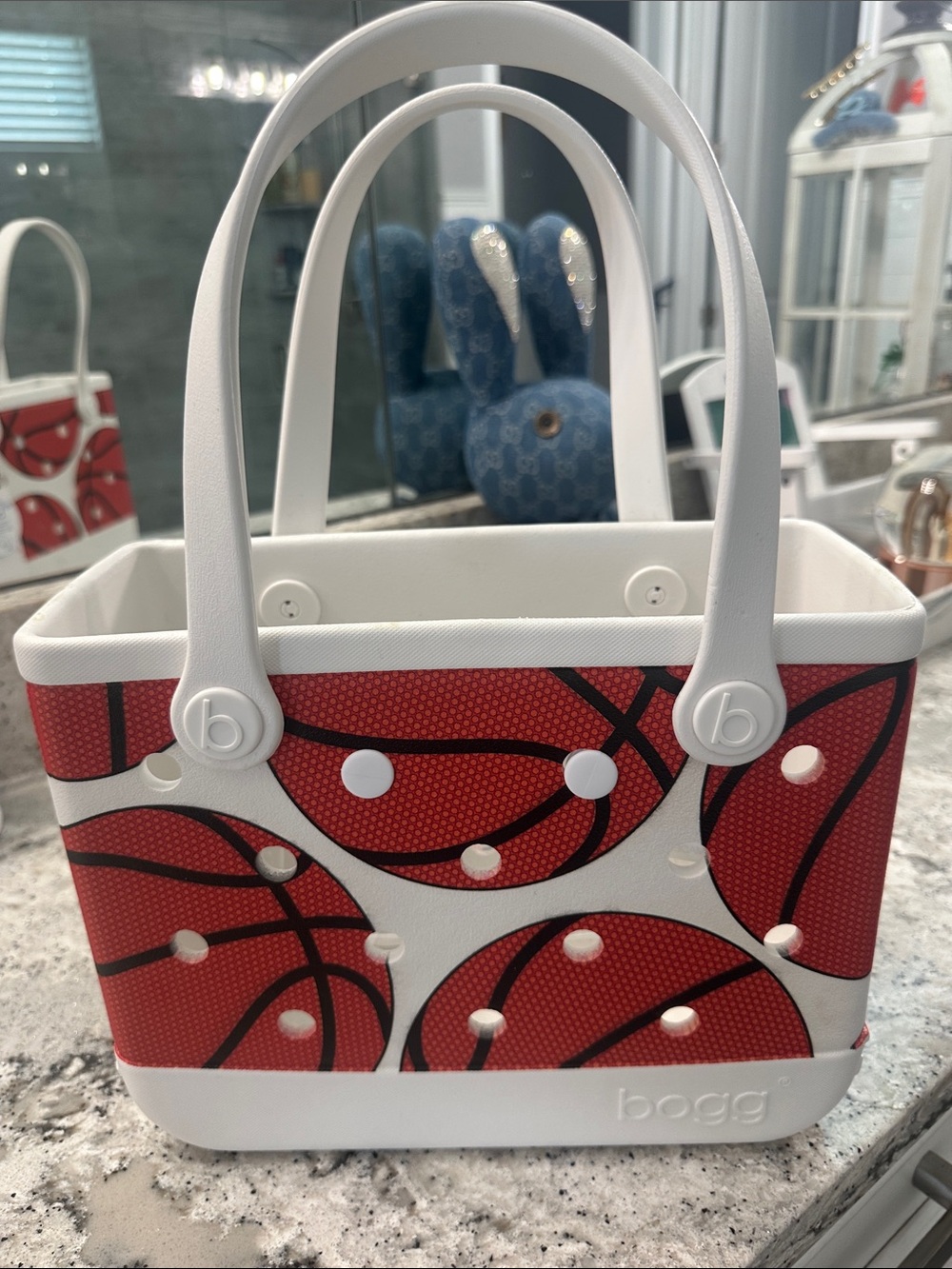 Brand NEW Authentic BOGG Small Tote in Red Basketball Print